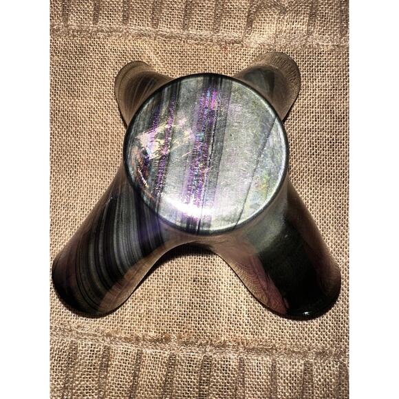 Vintage HAND BLOWN ART GLASS IRIDESCENT HANDKERCHIEF CANDLE HOLDER Vase EUC - Picture 8 of 16